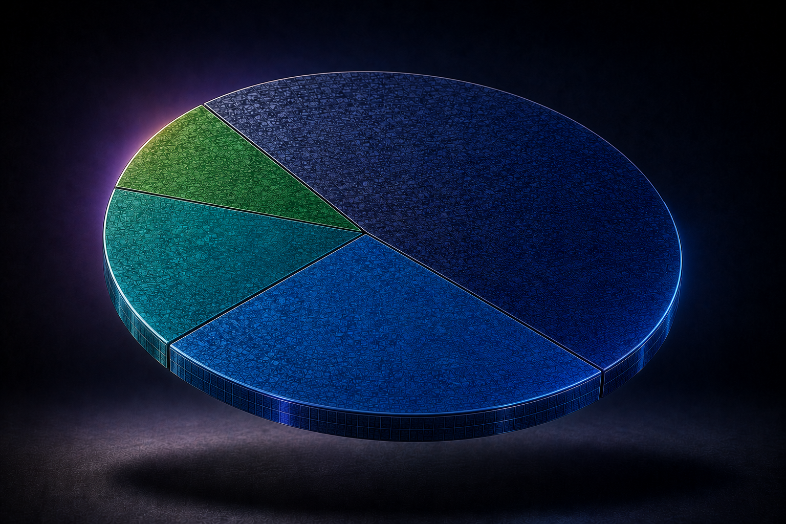 AI value-chain portfolio allocation shown as a four-slice wafer pie chart